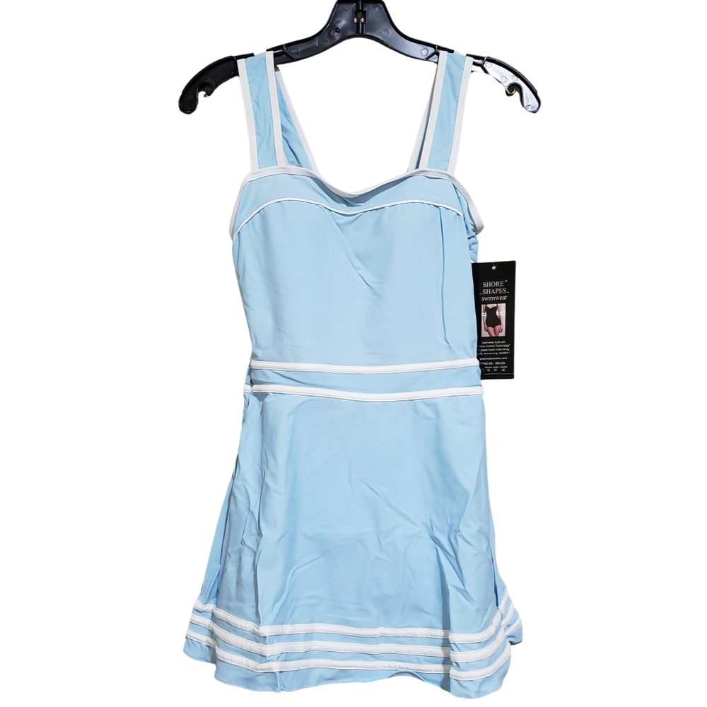 SHORE SHAPES Striped Swim Dress NWT!